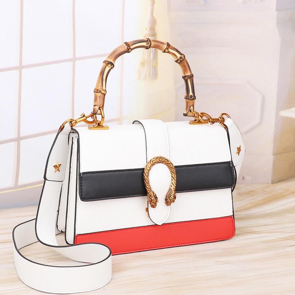Women's leather bamboo handle